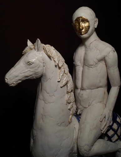 Horse and Rider with Gold Mask close-up (1)
