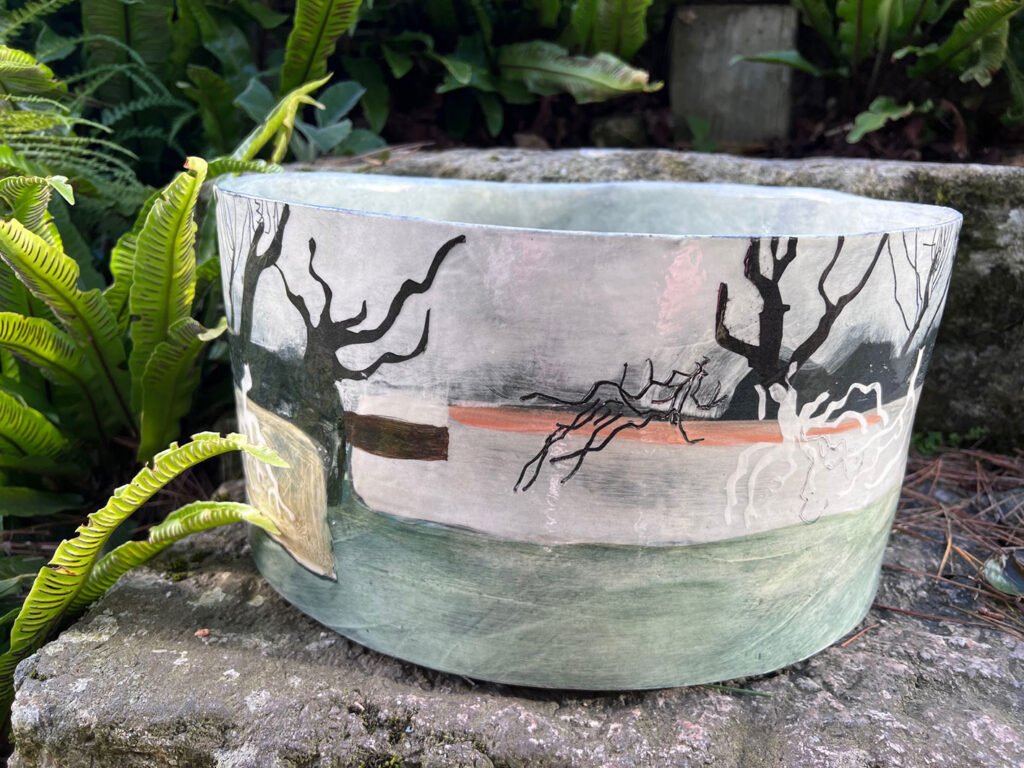 beautiful large handpainted and handmade bowl by Anna Lambert | Cornwall Contemporary