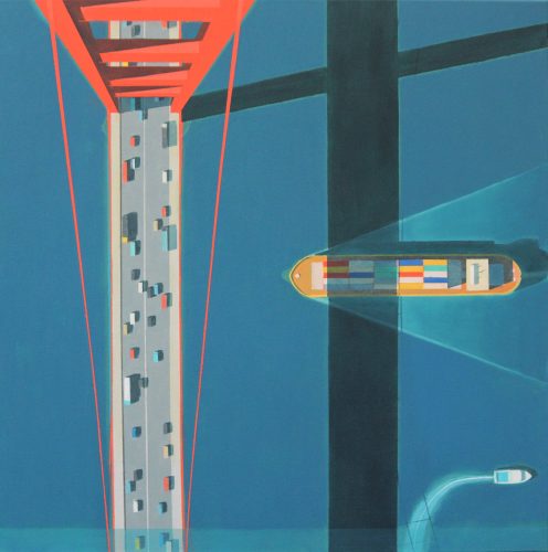 Golden Gate Bridge and Large Ship